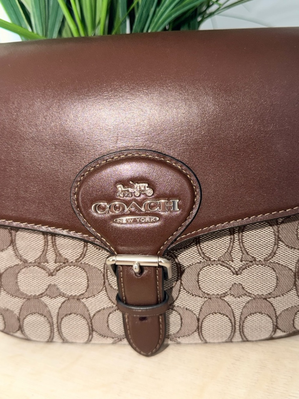 Coach (AUTHENTIC) NEVER USED Brown Signature Jacquard Saddle Crossbody - Picture 3 of 11